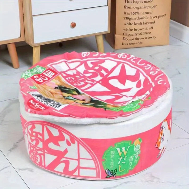 The "Instant Ramen" Cup Noodle Pet Bed – Plush Udon House with Lid