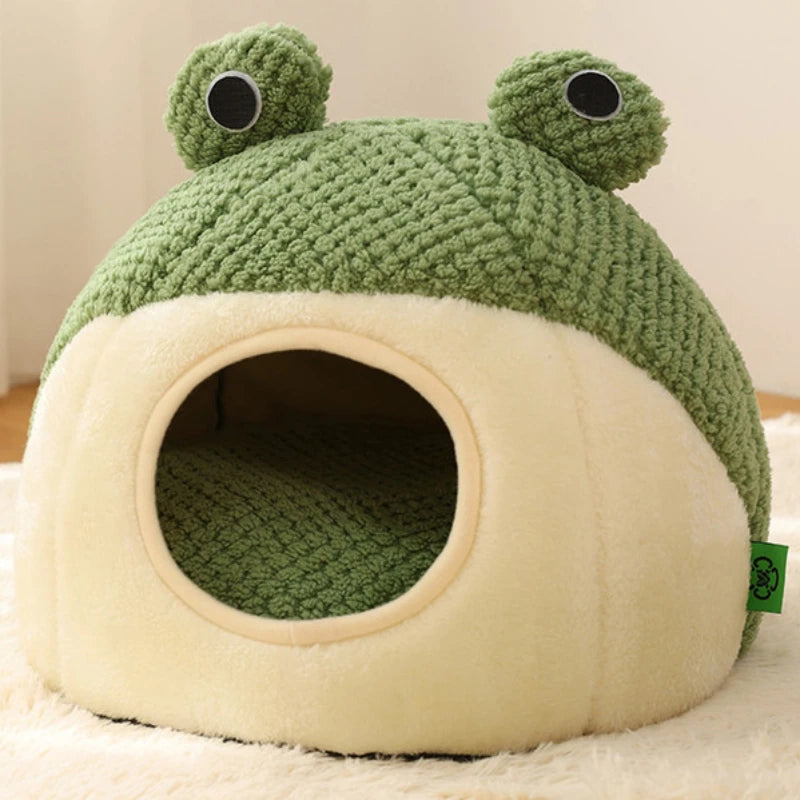 The "Mr. Frog" Plush Cave Bed – Whimsical Semi-Enclosed Hideaway