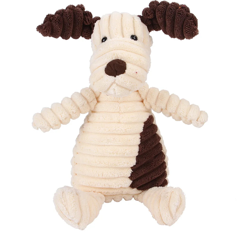 Corduroy Plush Dog Toy with Squeaker