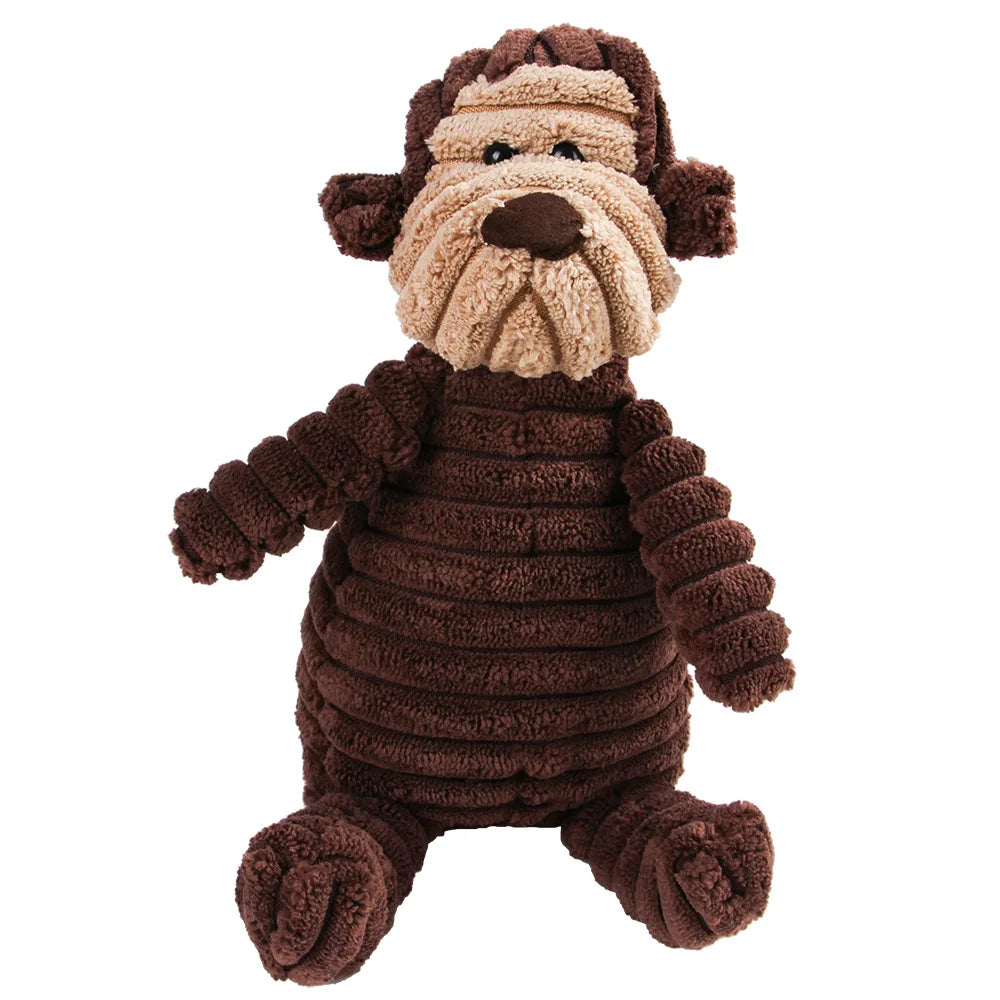 Corduroy Plush Dog Toy with Squeaker