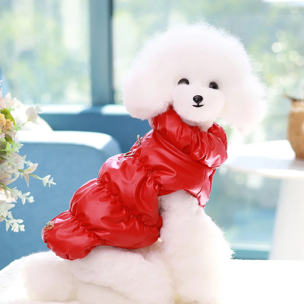 The "Marshmallow" Puffer Vest – Fleece-Lined Winter Coat with Built-in Harness