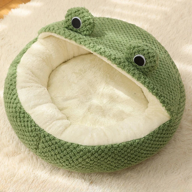 The "Mr. Frog" Plush Cave Bed – Whimsical Semi-Enclosed Hideaway