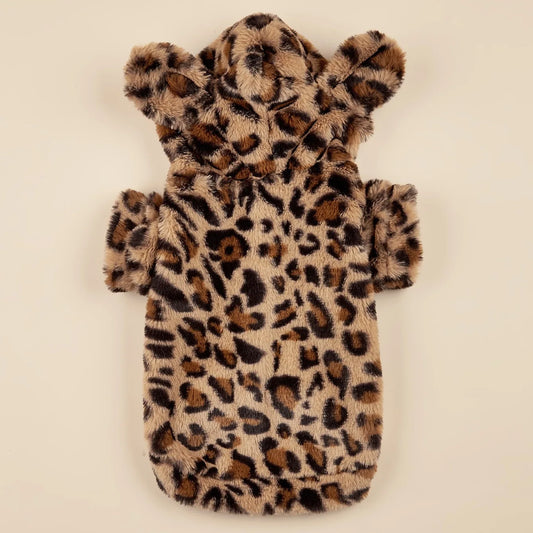 The "Wild Child" Leopard Plush Hoodie – Faux Fur Pullover with Ears