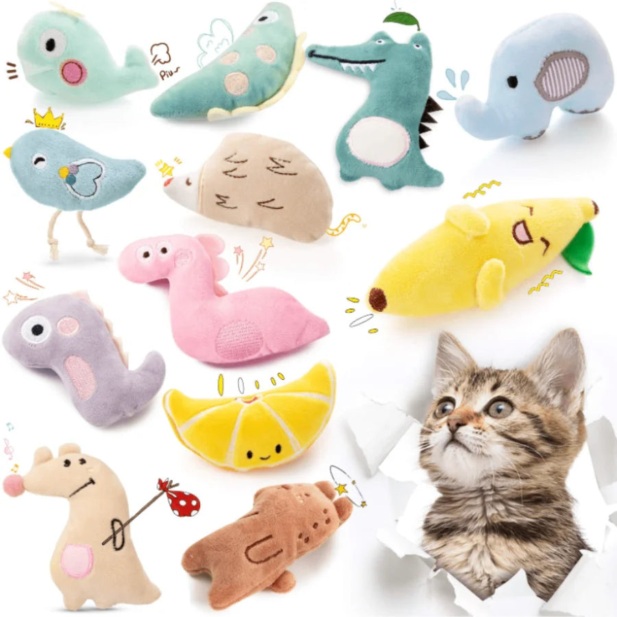 The "Pastel Critters" Plush Catnip Chew Toy – Soft Molar Teether (Dino, Gator & Friends)