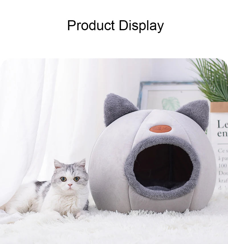 The "Cozy Cat" Plush Cave Bed – Warm Winter House with Ears