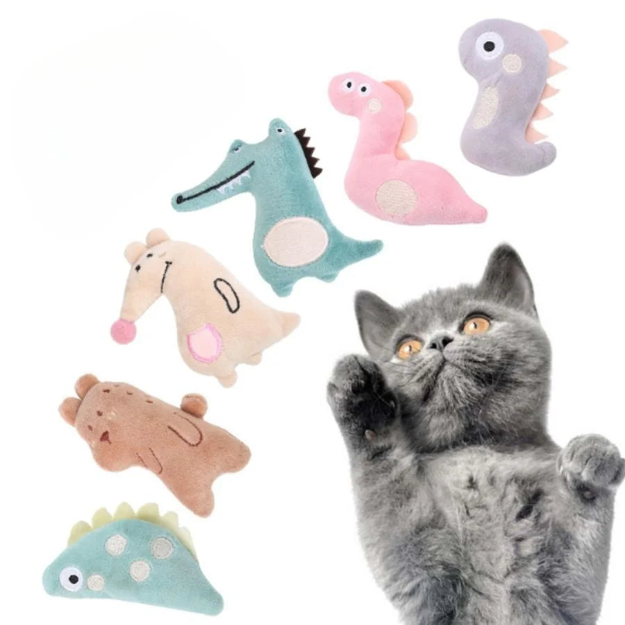 The "Pastel Critters" Plush Catnip Chew Toy – Soft Molar Teether (Dino, Gator & Friends)