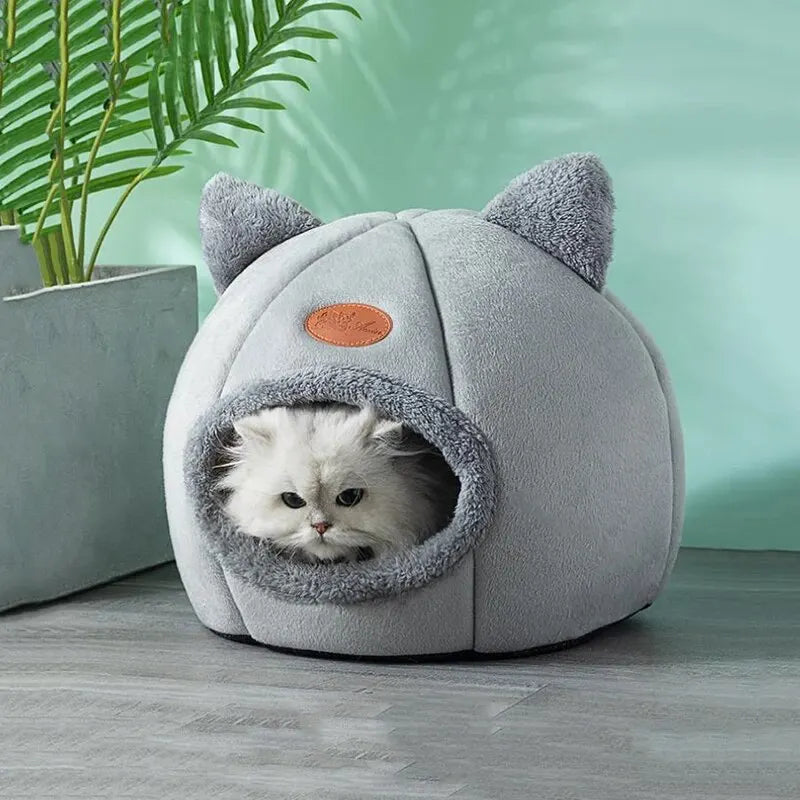 The "Cozy Cat" Plush Cave Bed – Warm Winter House with Ears