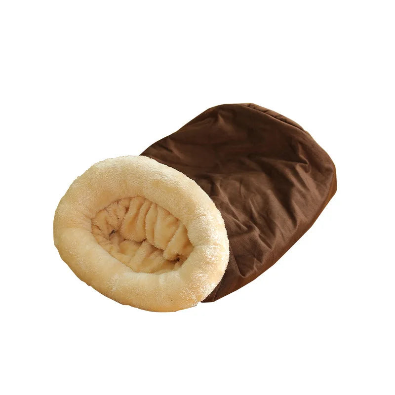 The "Snuggle Sack" Self-Warming Cat Burrow Bed – Ultra-Soft Sleeping Pouch