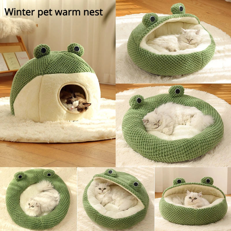 The "Mr. Frog" Plush Cave Bed – Whimsical Semi-Enclosed Hideaway