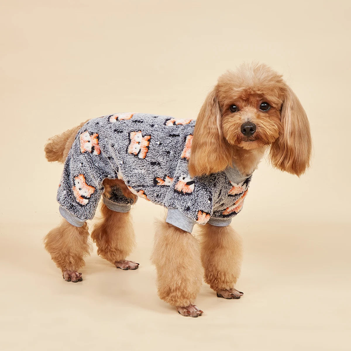 The "Snuggle Suit" Plush Dog Pajamas – Warm Fleece Jumpsuit (Fox & Penguin)