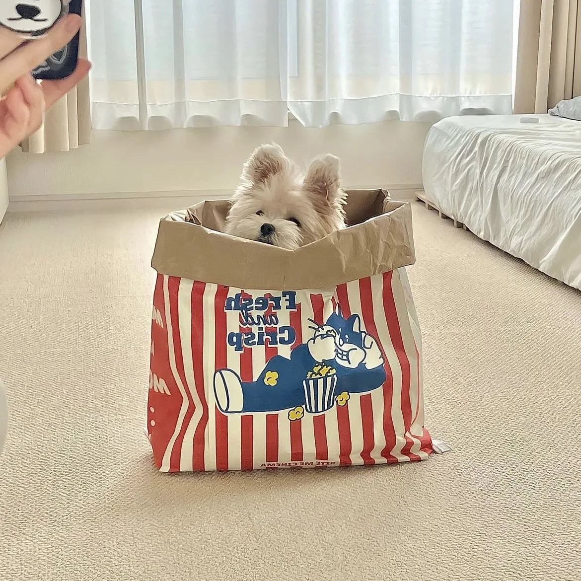 Giant Crinkle Popcorn Sack – Interactive Snuffle Burrow & Cat Tunnel (Cute Nosework Toy)