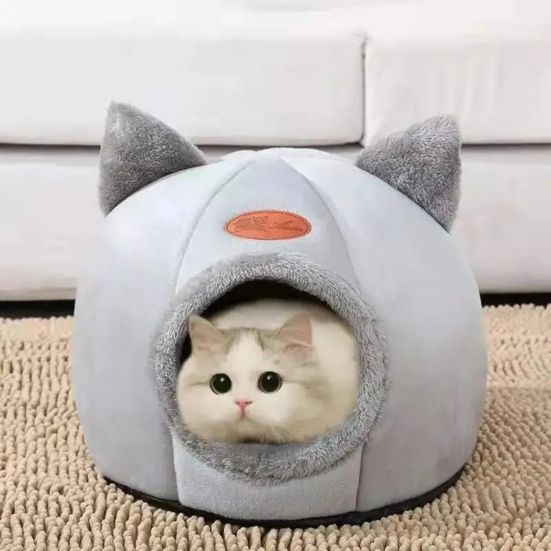 The "Cozy Cat" Plush Cave Bed – Warm Winter House with Ears