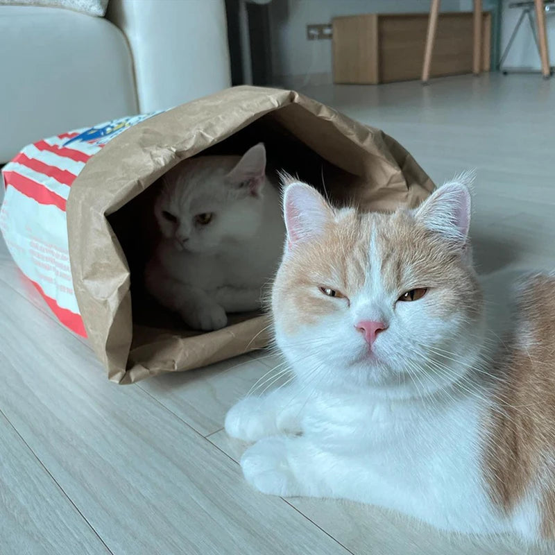 Giant Crinkle Popcorn Sack – Interactive Snuffle Burrow & Cat Tunnel (Cute Nosework Toy)