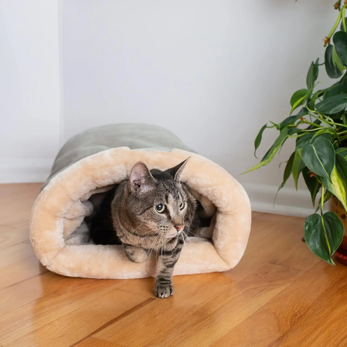 The "Snuggle Sack" Self-Warming Cat Burrow Bed – Ultra-Soft Sleeping Pouch