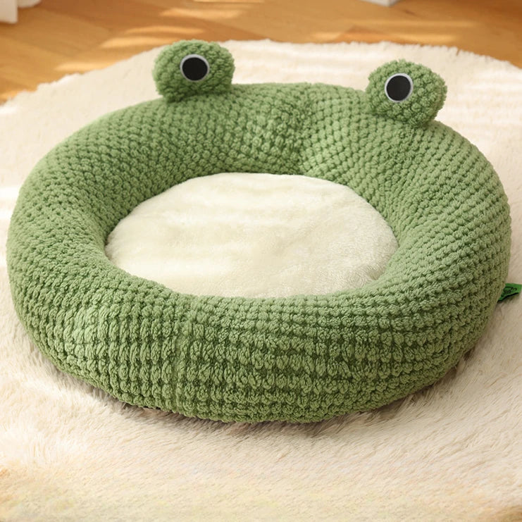 The "Mr. Frog" Plush Cave Bed – Whimsical Semi-Enclosed Hideaway