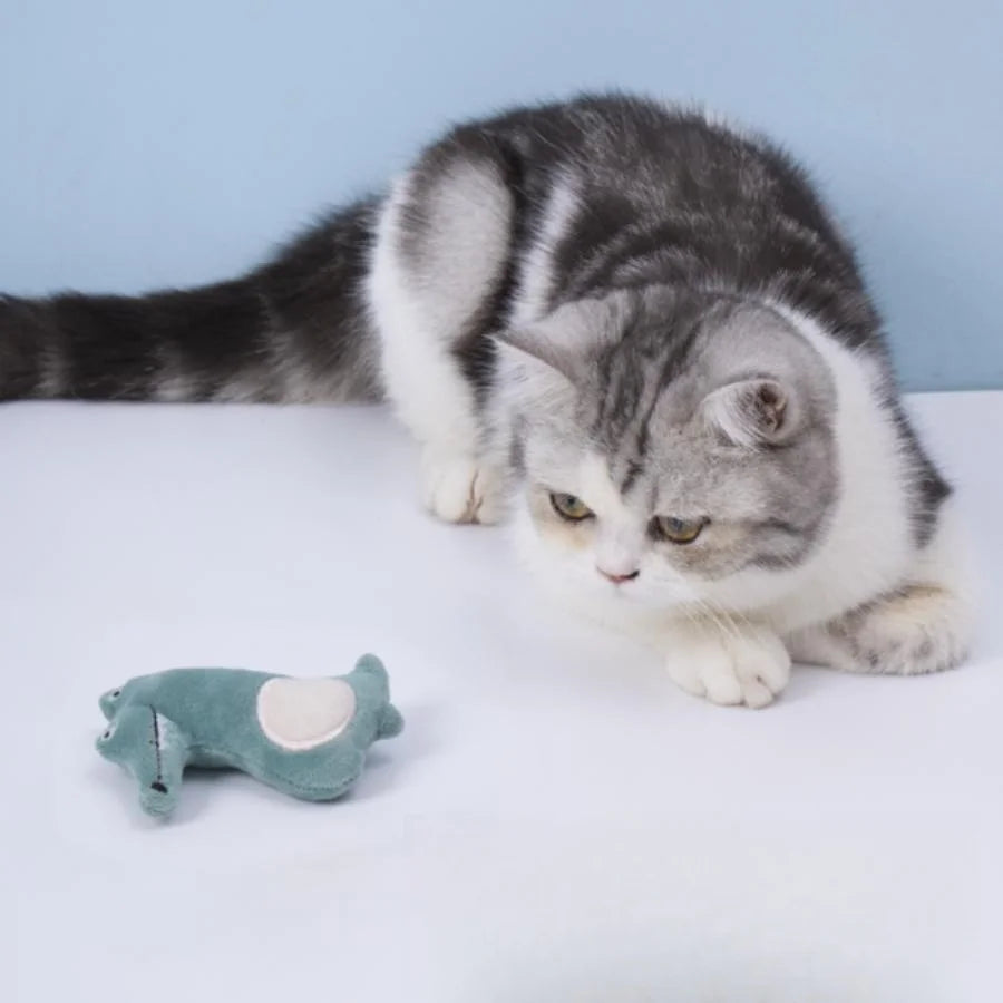 The "Pastel Critters" Plush Catnip Chew Toy – Soft Molar Teether (Dino, Gator & Friends)