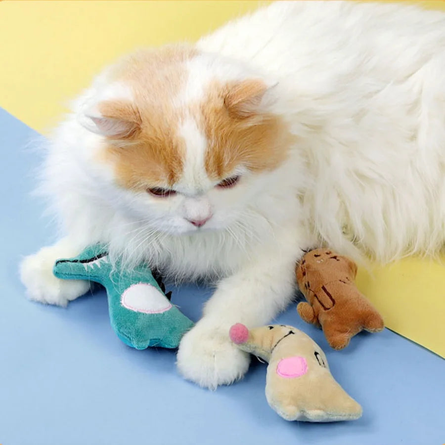 The "Pastel Critters" Plush Catnip Chew Toy – Soft Molar Teether (Dino, Gator & Friends)