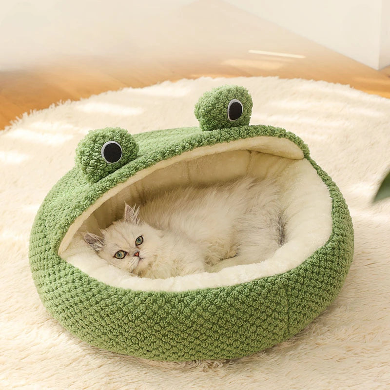 The "Mr. Frog" Plush Cave Bed – Whimsical Semi-Enclosed Hideaway
